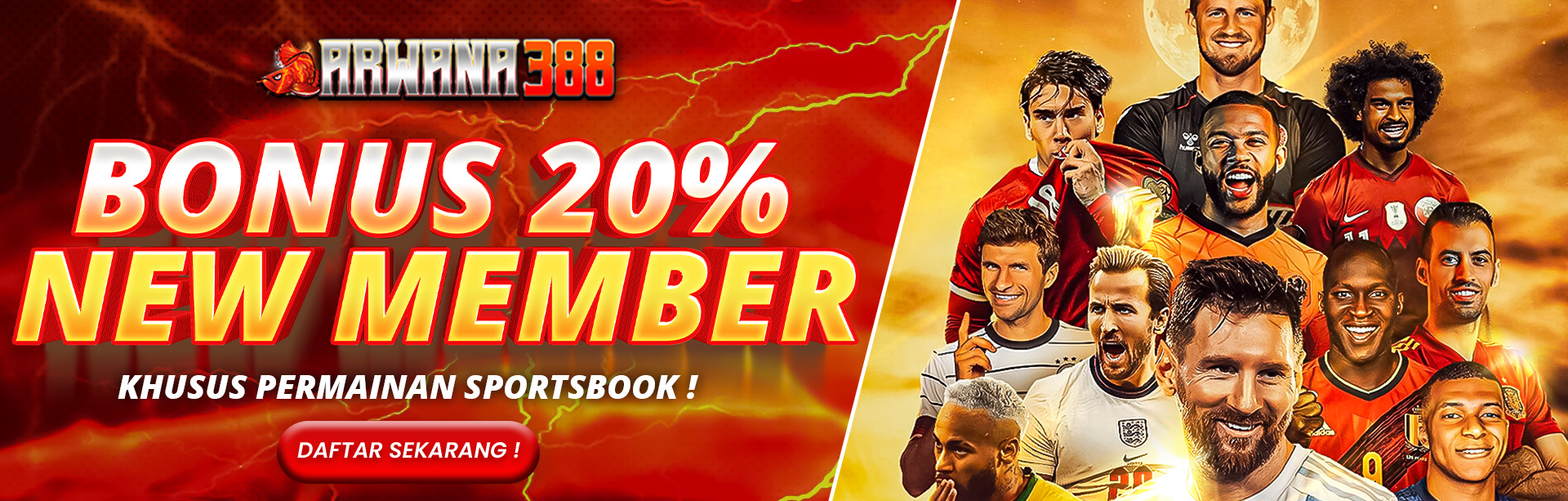 BONUS NEW MEMBER SPORTBOOK 20% ARWANA388